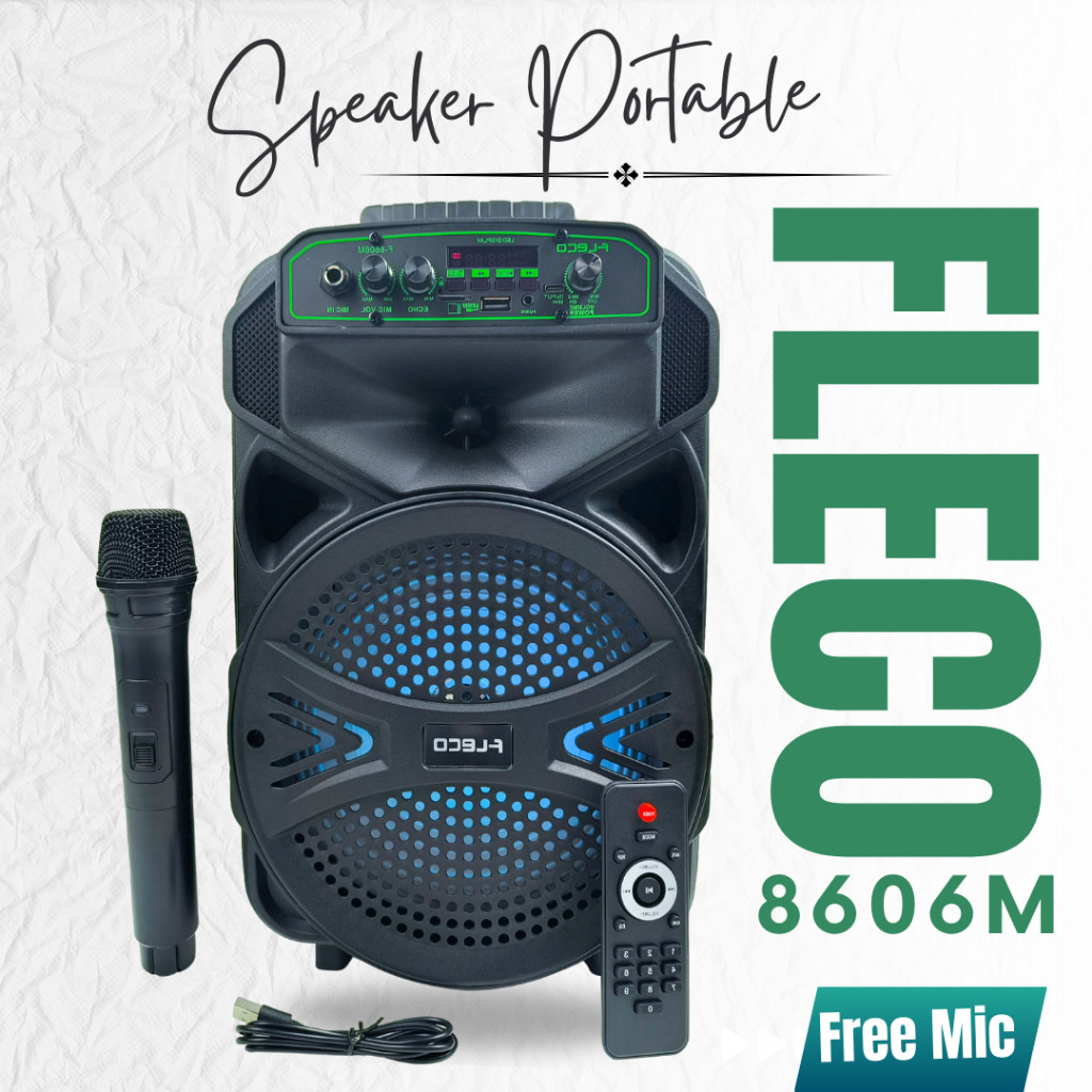 NEW Portable Speaker bluetooth karaoke FLECO F-8606M super bass salon aktif salon bluetooth karaoke 
