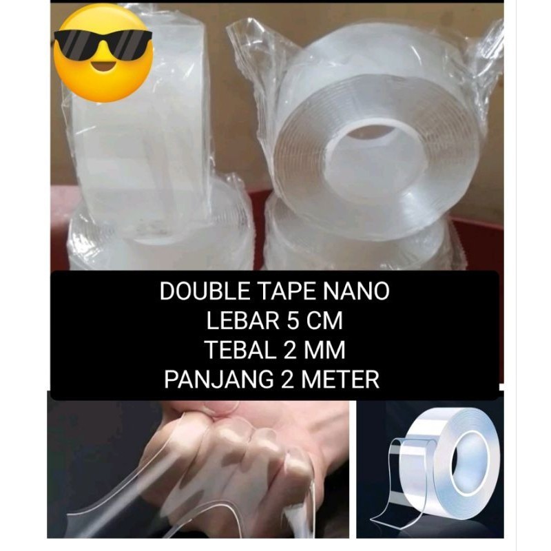 double tape bening Lebar 5 cm tebal 2 mm panjang 2 meter double tape super kuat