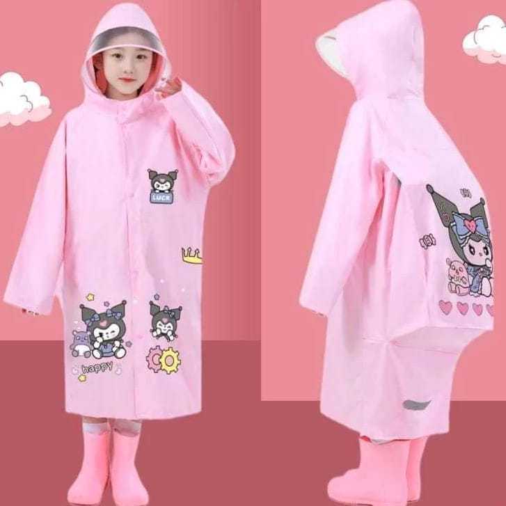 MANTEL JAS HUJAN ANAK KARAKTER KUROMI/JAS HUJAN TERUSAN KUROMI ANAK Murah