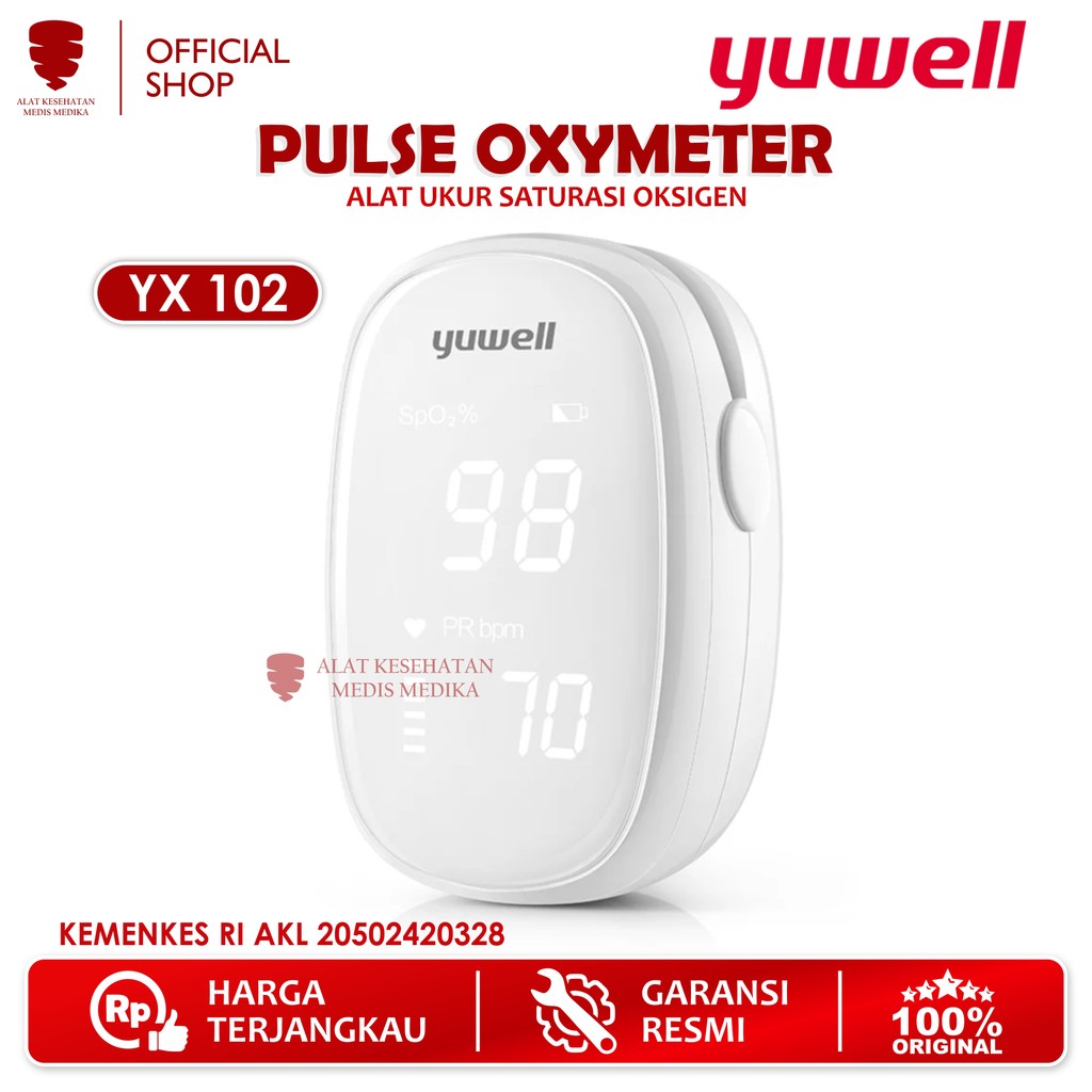 Yuwell Oxymeter YX102 Fingertrip Pulse Oximeter Alat Diagnosa Medis Medis