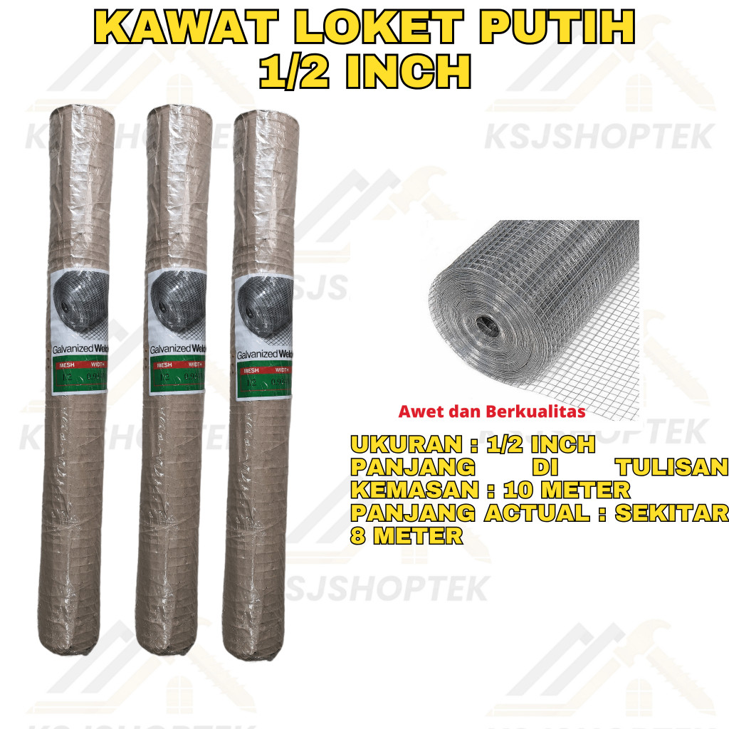 Kawat Loket Galvanis Putih 1/2 Inch Kawat Ram Putih Kawat Ayam Kandang /  Kawat Kandang