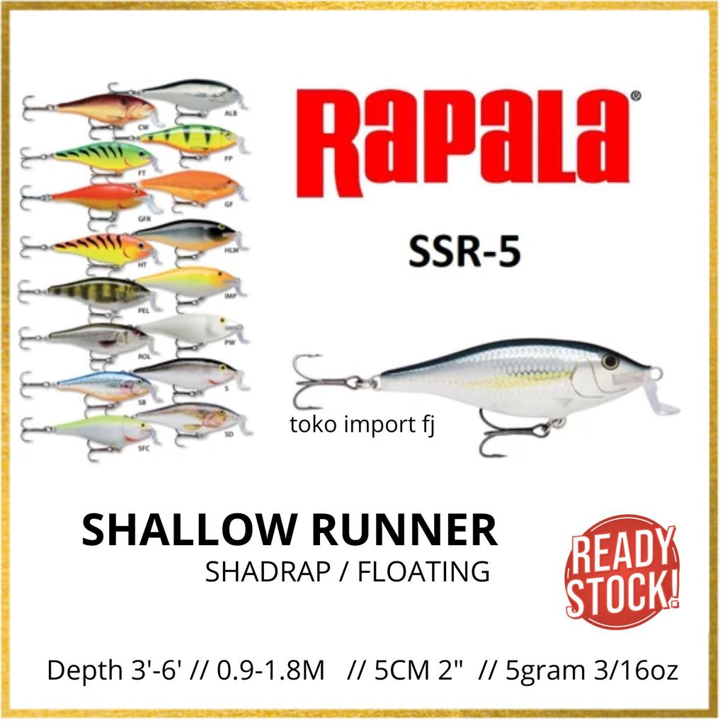 Umpan Pancing Ikan RAPALA SSR-5 ShadRap Lure 5cm 5gram 0.9-1.8m - Lure Rapala Shallow Runner SSR-5 5