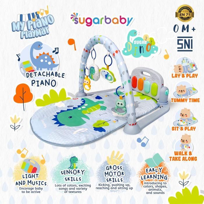 Sugar Baby My Piano Playmat Baby Gym Mainan Baby - BlueSugarDino