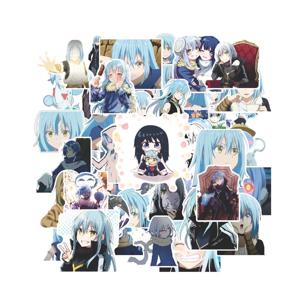 50 Pcs Stiker Rimuru Tempest Awet dan anti luntur - Cocok untuk dekorasi laptop, sepeda skateboard, 