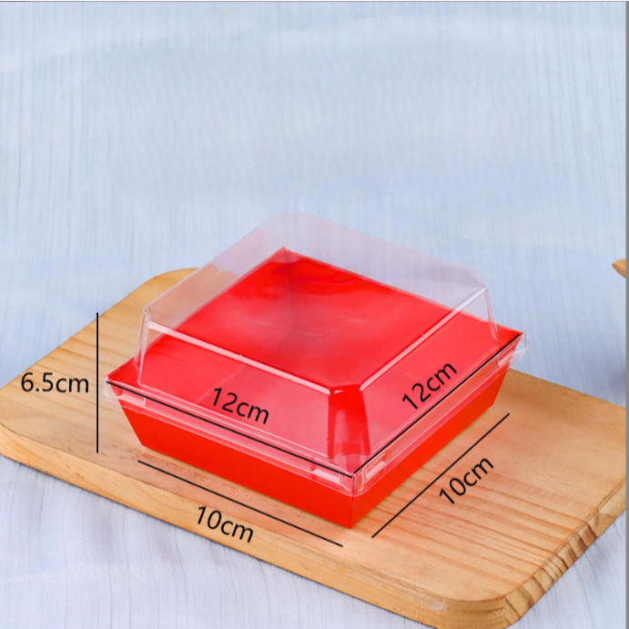 YUEW [10 PCS] MERAH KOTAK 10 CM X 10 CM 10X10 10CMX10CM 10X10CM Dessert Box Tahan Panas Oven Mika Ko