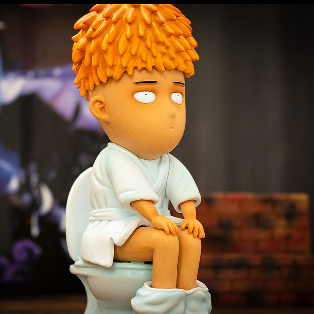 Anime Saitama Figure Toilet Sitting Saitama Action Figure PVC model Saitama desktop ornaments Collec