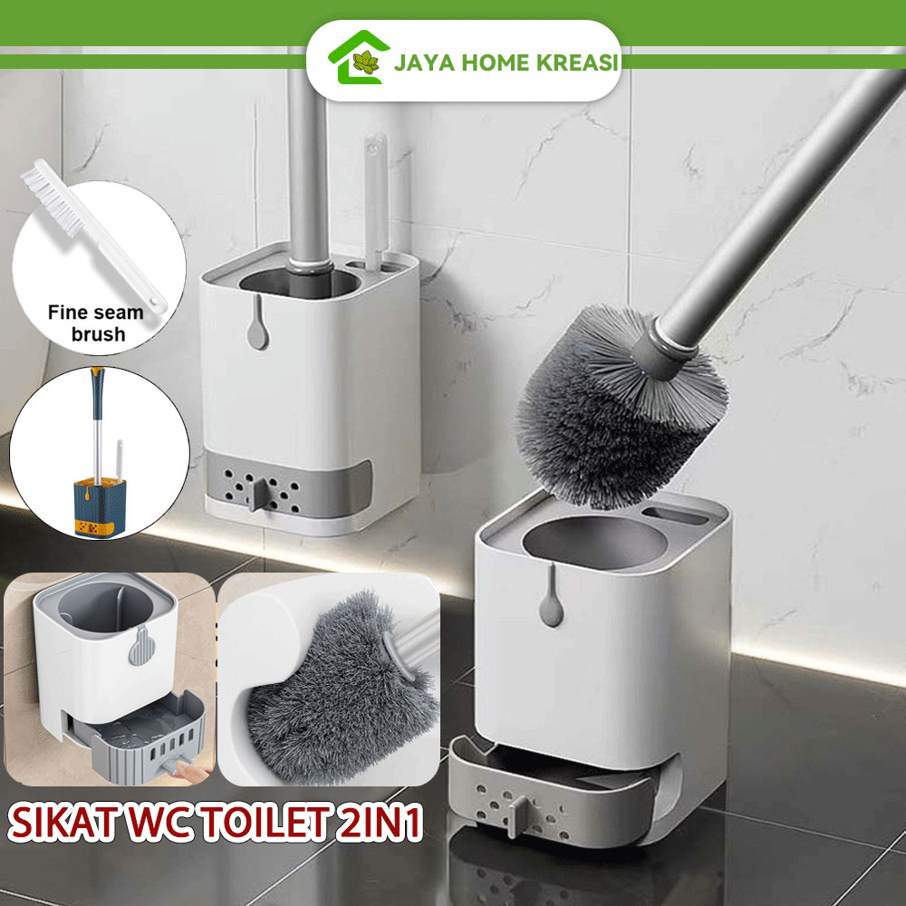 2 In 1 Sikat WC Toilet Kloset Duduk Jongkok Sikat Pembersih Toilet Sikat WC