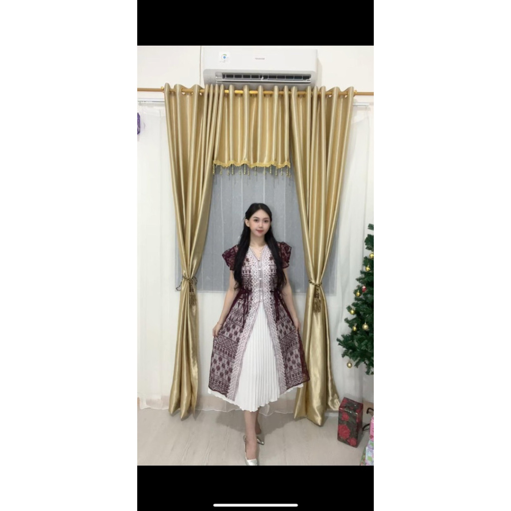 Dress Kekinian  Outer & Rok untuk Kondangan, Pesta, Natal - All Size 40-75 kg - Tile, Nyaman, Kombin
