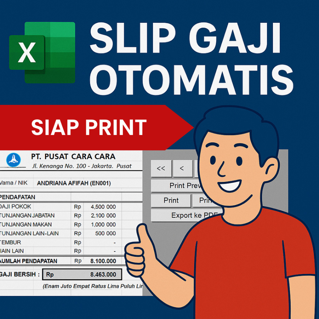 Template Slip Gaji Karyawan Excel Otomatis – Cetak, Rekap & Kelola Gaji Praktis Tanpa Ribet
