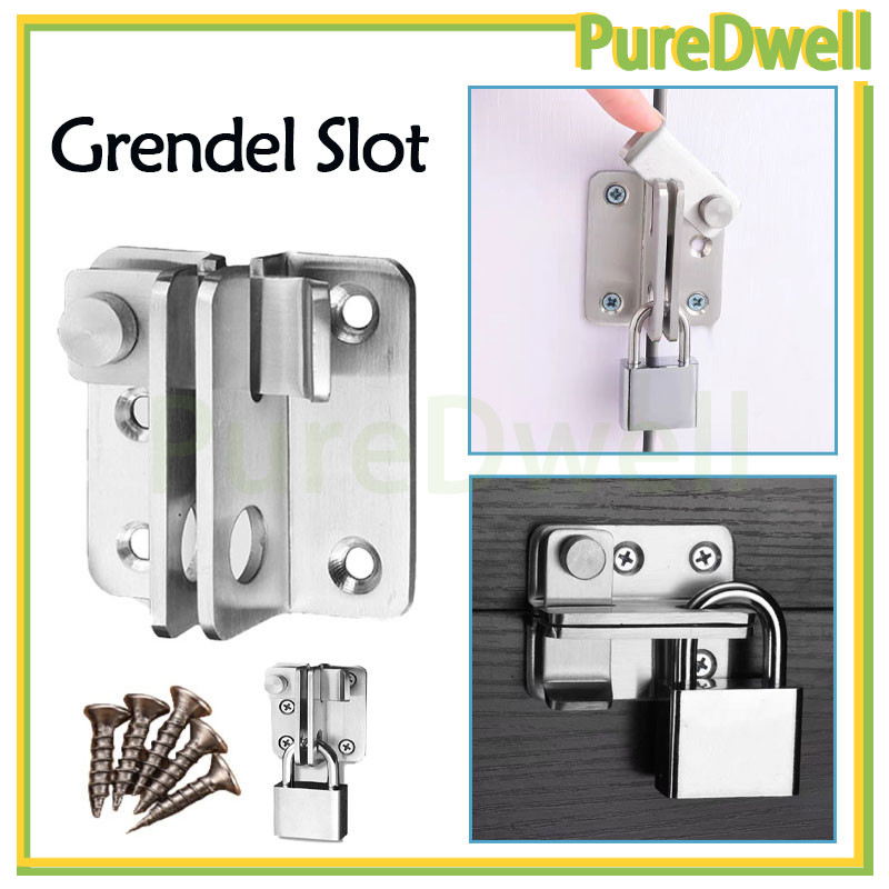grendel pintu geser kiri kanan - kunci sliding door kamar mandi & kamar tidur, bisa dipasang mudah p
