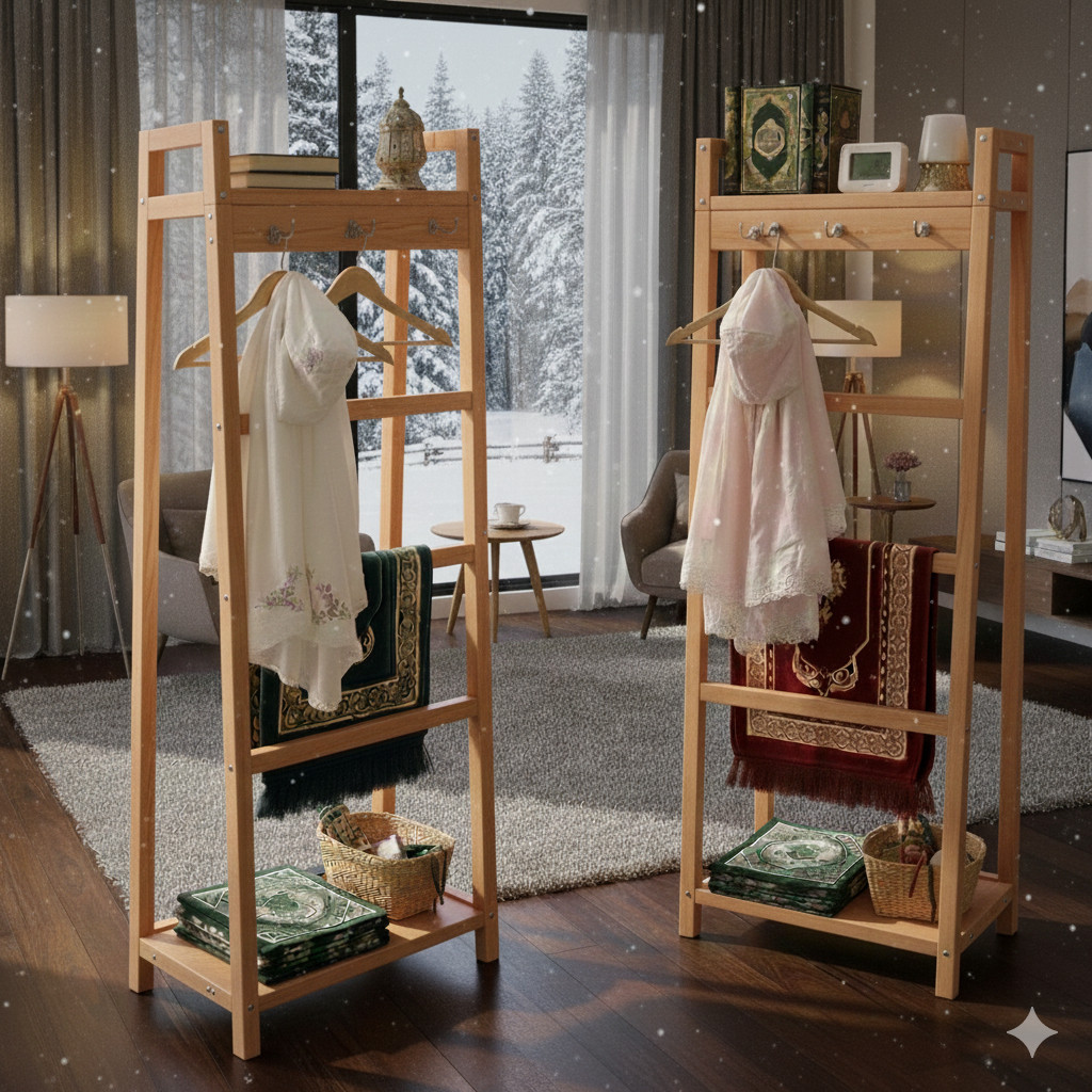 Rak Mukena Minimalis - Tempat Mukena dan Sajadah - Rak Peralatan Shalat Rak Mukena Minimalis Serbagu