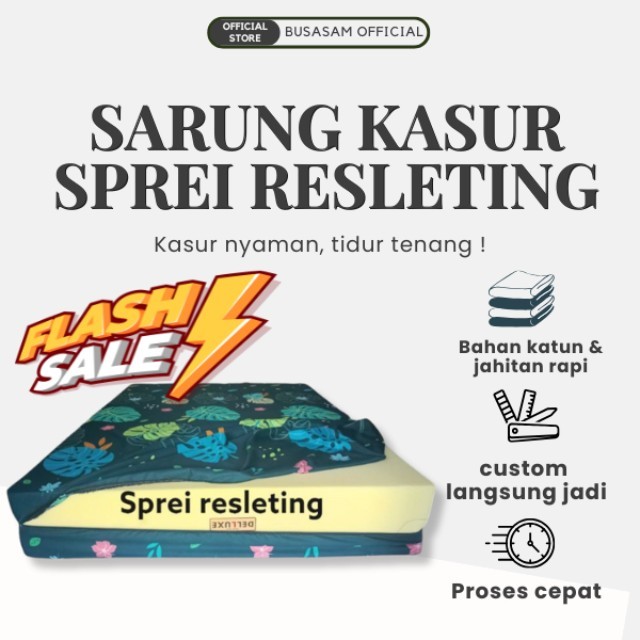 Sarung Kasur Busa Zipper (Resleting) Sprei Cover Kasur Lantai Luna Tilem Anti Kotor dan Mudah Dicuci