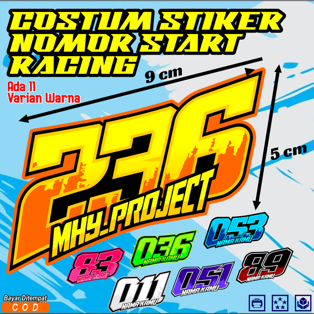 Custom Stiker Nomor Racing  Dan Nama,Sticker Cutting Nomor Racing  Anti Air