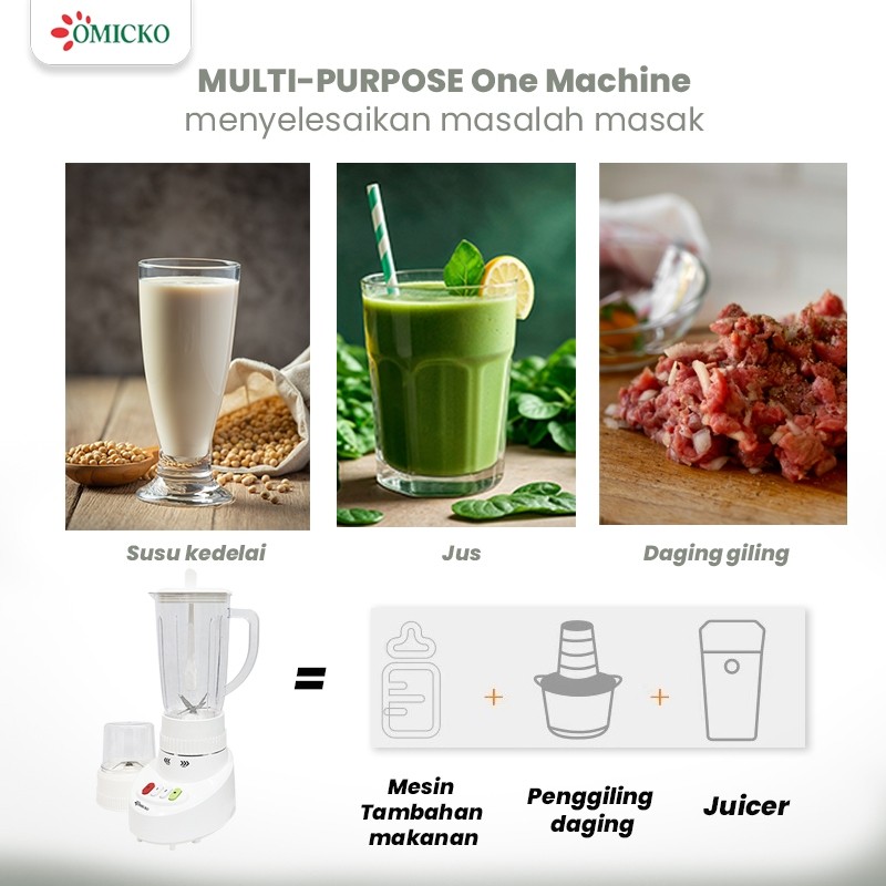 OMICKO BLENDER 2 IN 1 BLT12PC 2 LITER GARANSI RESMI