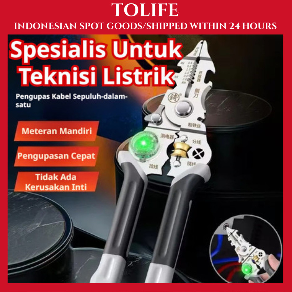 Tang Crimping 10 in 1 Stripper Tester Kabel Otomatis Toolset Lengkap Untuk Teknisi Listrik Garansi