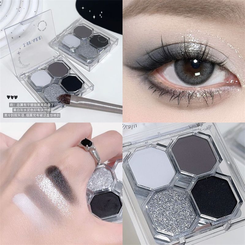 Mist Ash Smoked Empat Warna Eye Shadow Disc Matte Pearl Grey Black Jasmine Smoked Crushed Drill Expl