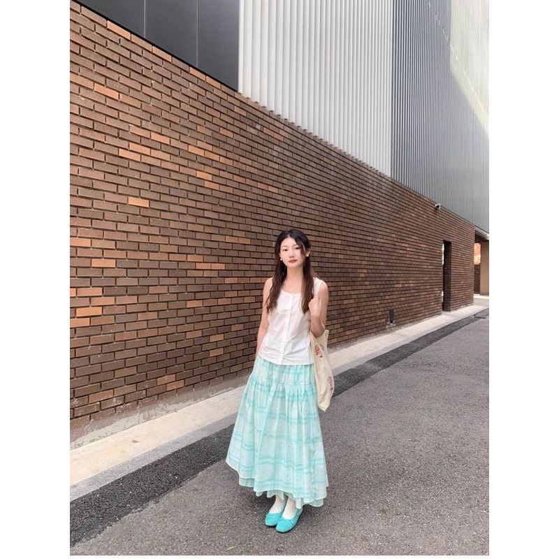 ChubChic COD Rok Midi Hijau Ukuran Besar Dengan Siluet Garis-A Yang Pas Dan Desain Pinggang Tinggi