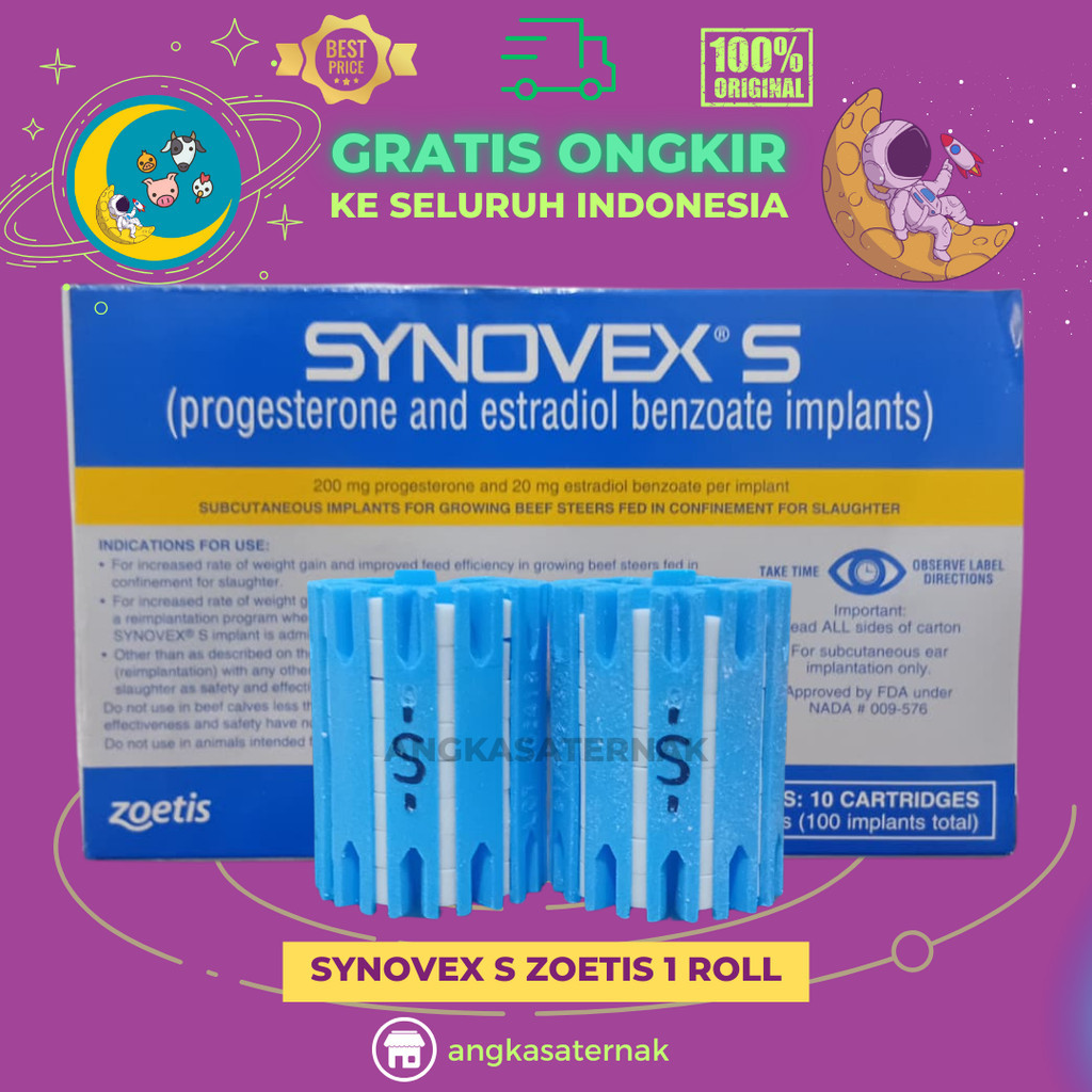Synovex S Zoetis 1 Roll - Implan untuk pemacu pertumbuhan ternak pada sapi Jantan