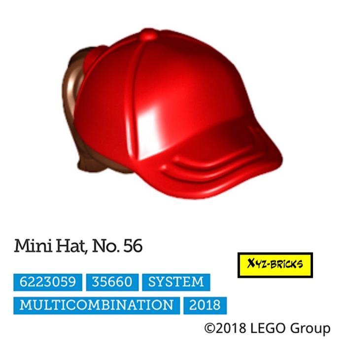 LEGO PARTS 6223059 Hair - Ponytail with Bright Red Ball Cap Redd Brown
