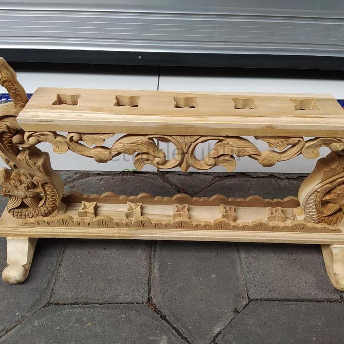 Jagrak Tempat Pusaka Mentahan Ukir Naga Isi 5 Pusaka