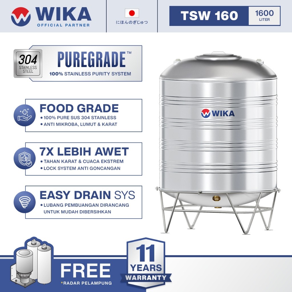 Tangki Air Stainless Wika 1600 Liter / Water Tank / Toren Air / Tandon Air