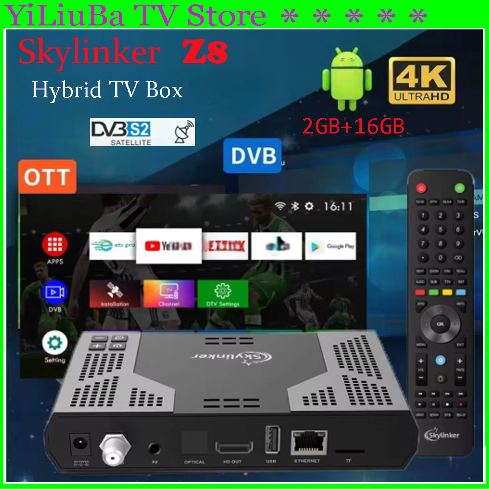 [Genuine] 2025 New Skylinker Z8 Hybrid TV box Android+DVB-S2 HD 4K TV Box H265 5G Wifi OTT Set-Top B