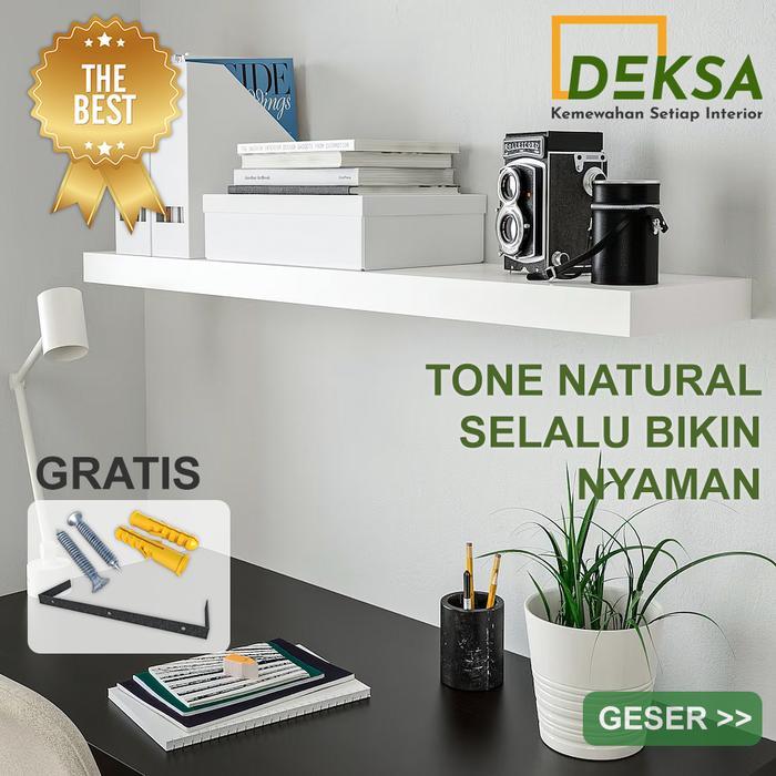 Rak Dinding Kayu Minimalis Ambalan Ukuran 80 Tebal 4cm - PUTIH, 80X10 TEBAL 4CM