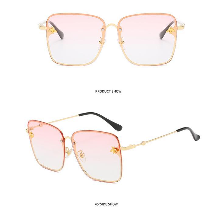 >_glamsquad< Bitzen Kacamata Wanita Fashion Square Besi Frame Metal Gaya Sunglasses Lensa Eyewear - 