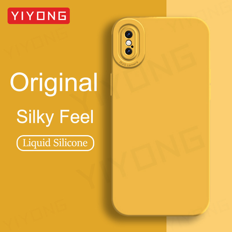 Untuk Kasus iPhonex YIYONG Square Liquid Silicone Soft Cover Untuk iPhone X XR XS Max 10 SE 2 3 SE2 