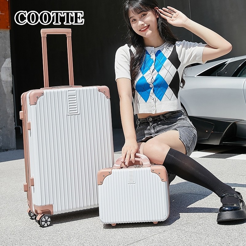 IVN - Koper Besar ABS Kabin Bagasi 20inch 22"24" tas koper besar Roda 4 koper Mini Case14 Inch