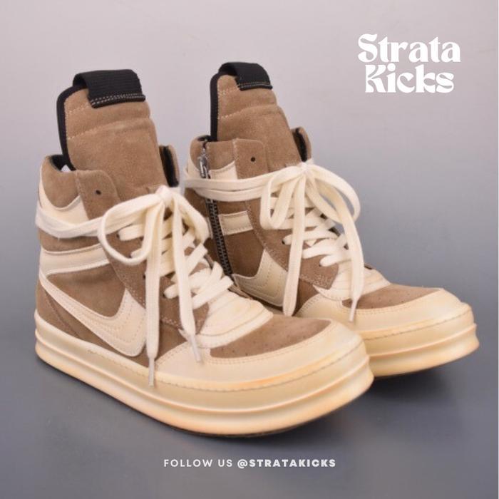 Rick Owens Lido Geobasket High Brown / Off-White Sneakers Rp02D3894 Lco 911 (Size 36-46)