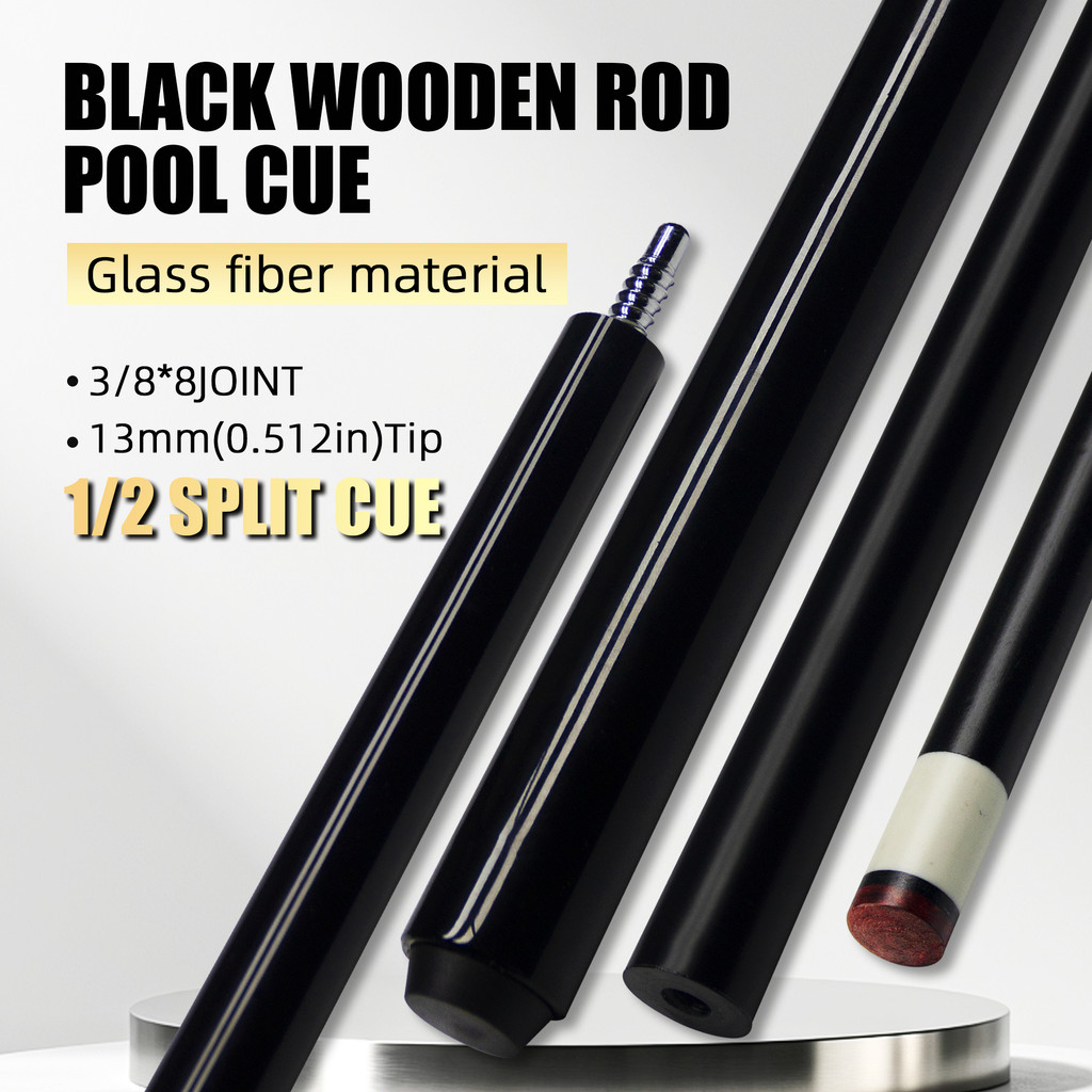57.32in Black Carbon Fiber Split 13mm Pool Cue 8/9 Ball Carom Billiards Gift Beginner Intermediate P