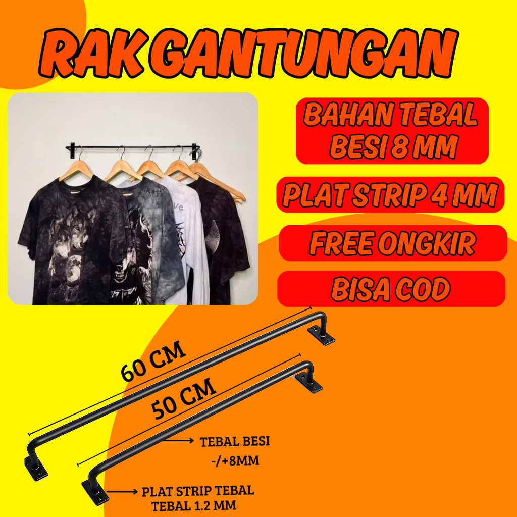 Gantungan Baju Dinding ,Gantungan Baju Besi Tembok, Dinding / Gawang Baju Tembok