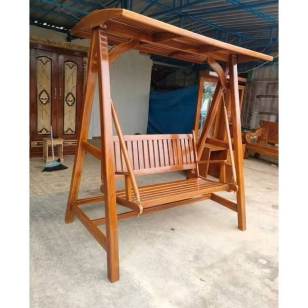 ayunan teras outdoor kayu jati ayunan gantung dudukam kursi taman ayunan