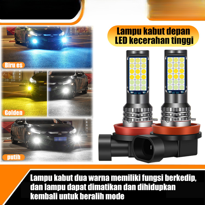 Foglamp Led Mobil 12-24V 1H8 H9 H11 Super Terang Foglamp 1 pcs/2pcs Two Color Foglamp Mobil