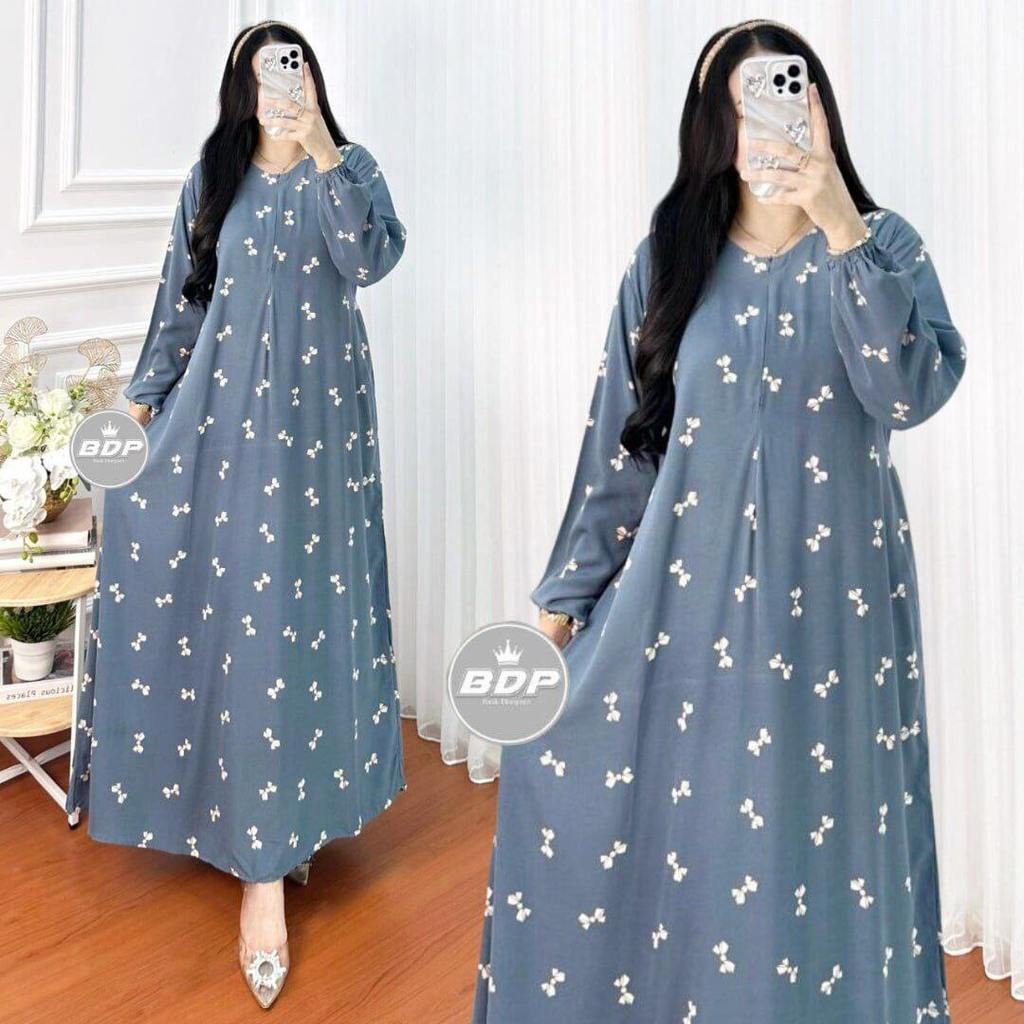 Gamis Rumahan Bahan Rayon Busui/Daster Rayon Panjang/Daster Viral Super Adem