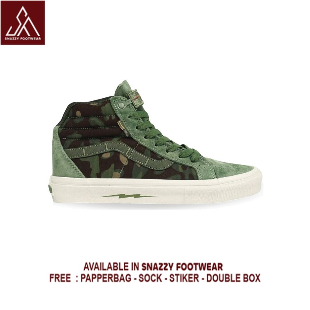 Sepatu Sneakers Vans  Sk8 Hi Notchback Defcon Multicam Jungle Green 100% Original Unisex
