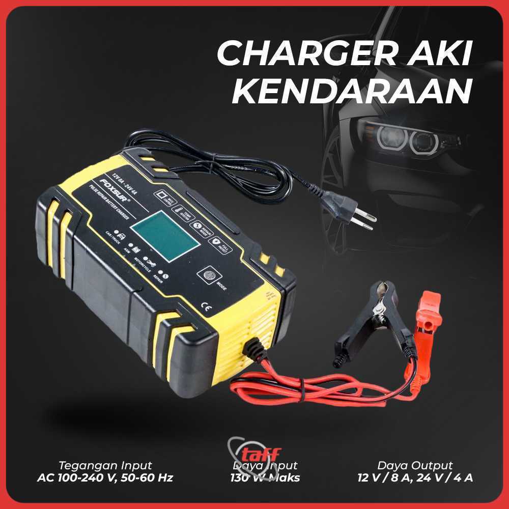 FOXSUR Charger Aki Mobil Motor Intelligent Battery Charger 12/24V 8A - FBC122408D
