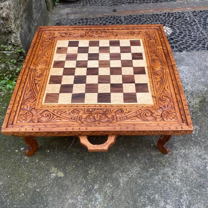 Papan Kayu Catur Ukiran Ukuran Jumbo - Catur Ukir - Catur Bali - Catur Kayu - Wooden Chess - Carving