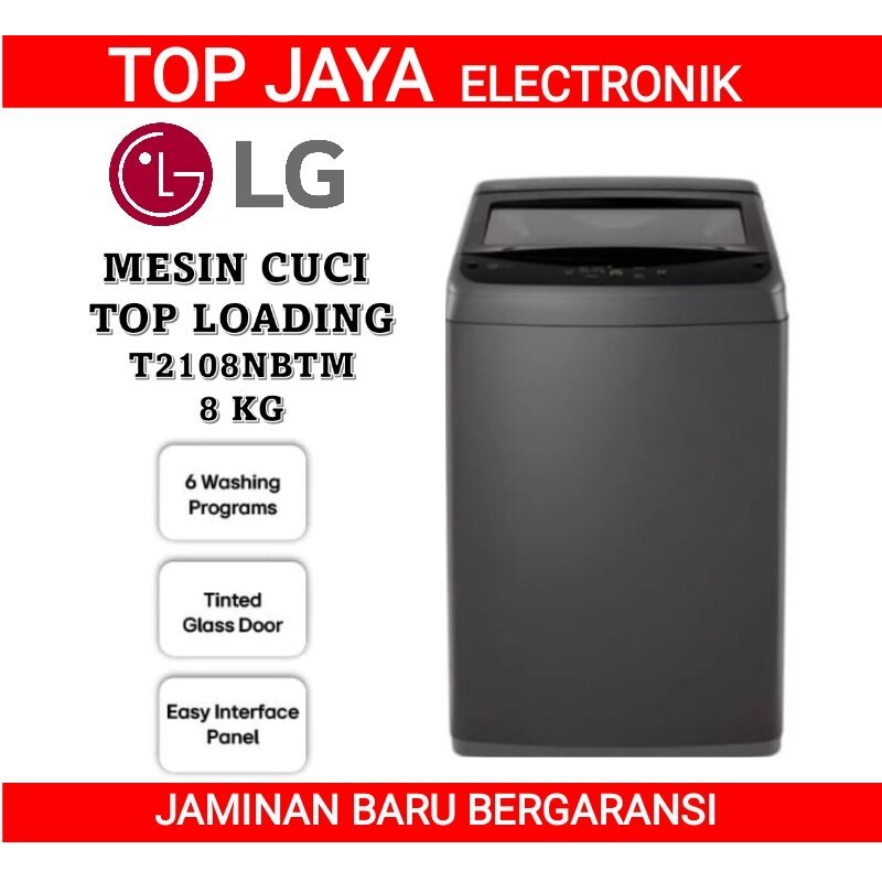 MESIN CUCI LG TOP LOADING 8KG/MESIN CUCI LG T2108NBTM 8KG NEW SERIES
