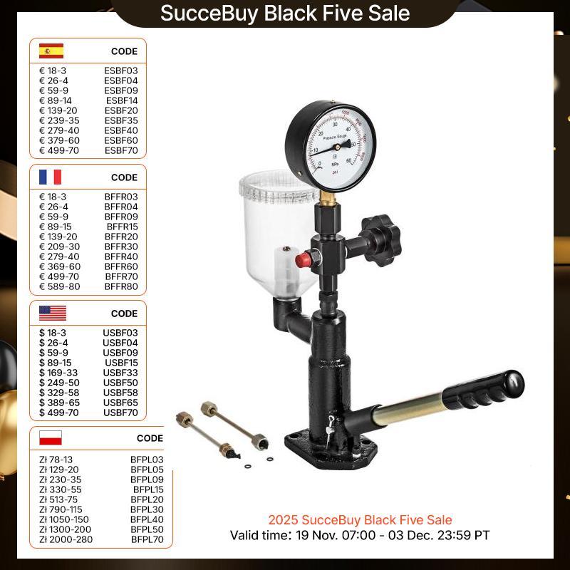SucceBuy DieselFuel Injector Tester 6000PSI With DualScale Gauge Engine FuelTest Tool Diesel Injecto