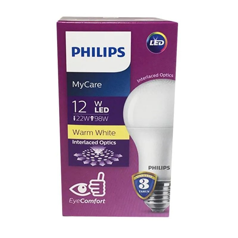 LAMPU LED PHILIPS 12 WATT CAHAYA KUNING BOHLAM LED PHILIPS 12 WATT WARM WHITE