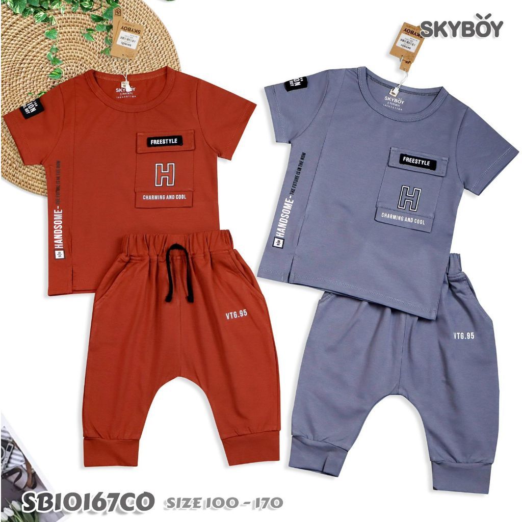 IB KIDS [COD TANPA CEK DULU] SB-10167 SETELAN KAOS ANAK COWO CELANA JOGER S-130 (ABU-TERRA)