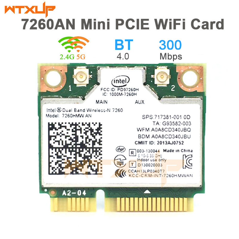 Wireless-N 7260 7260HMW AN 7260AN half Mini PCIe 2.4G 5G 300M BT4.0 SPS:717381-001 Wireless card for