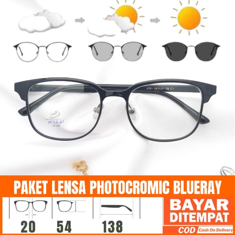 Frame Kacamata 2091  Lensa Minus Photocromic