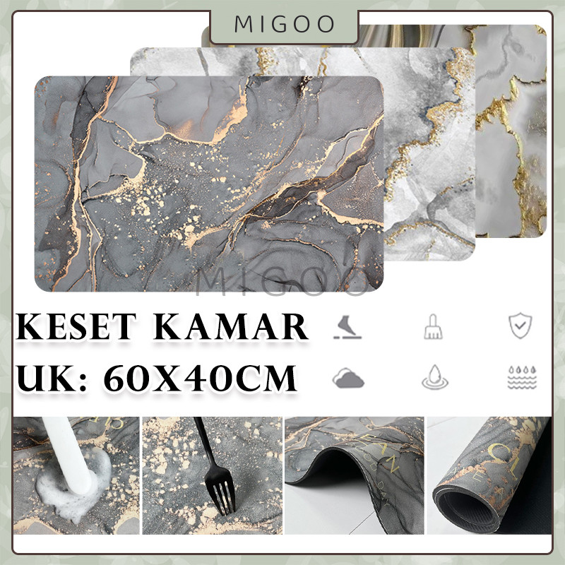 Keset Kamar Mandi Motif Marmer Keset Diatomite Keset Kamar Mandi Keset Lantai Kaki Anti Slip