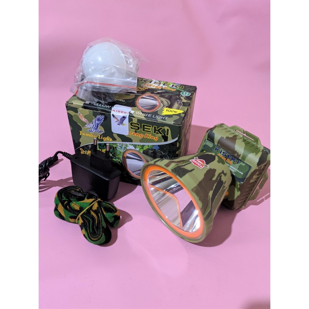NEW Senter Kepala LED Super Terang Loreng King 100 Watt Kiseki CK-299 Cahaya Putih ORI