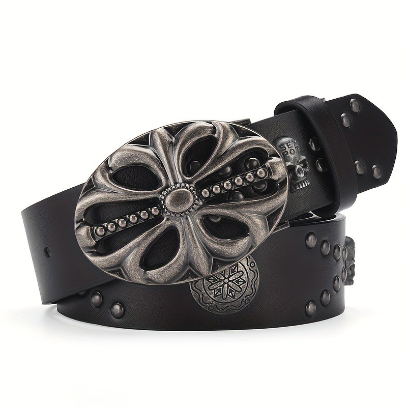 Men's and Women's Retro Denim Punk Skull Rivet Bohemian Belt