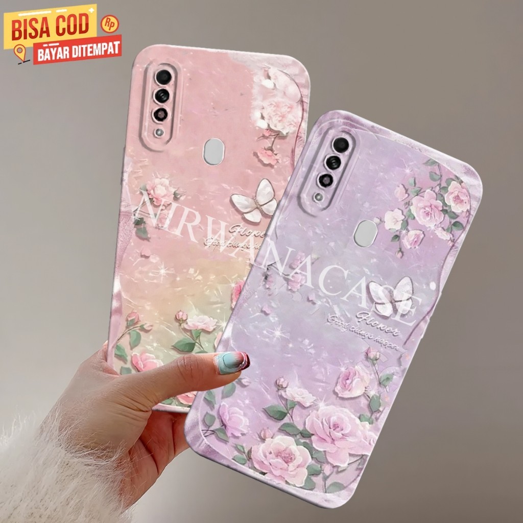 Kessing Hp Oppo A31 - Oppo A8 - Oppo A53 - Oppo A33 - Oppo A32 2020 Motif Bunga Case Pro Camera Lent