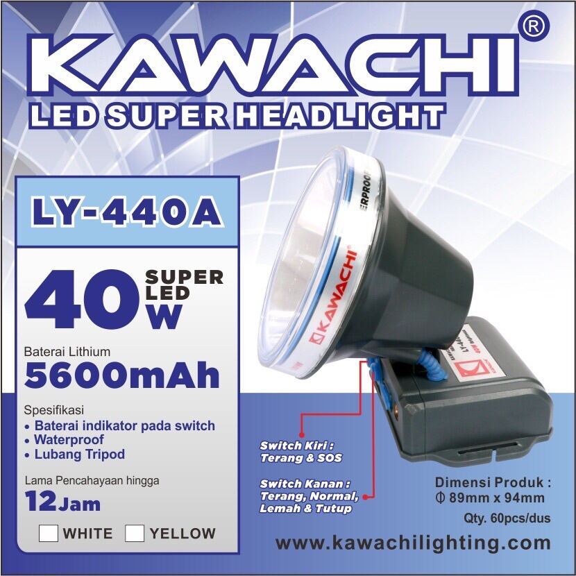 Senter Kepala Kawachi 40 Watt LY - 440A Waterproof